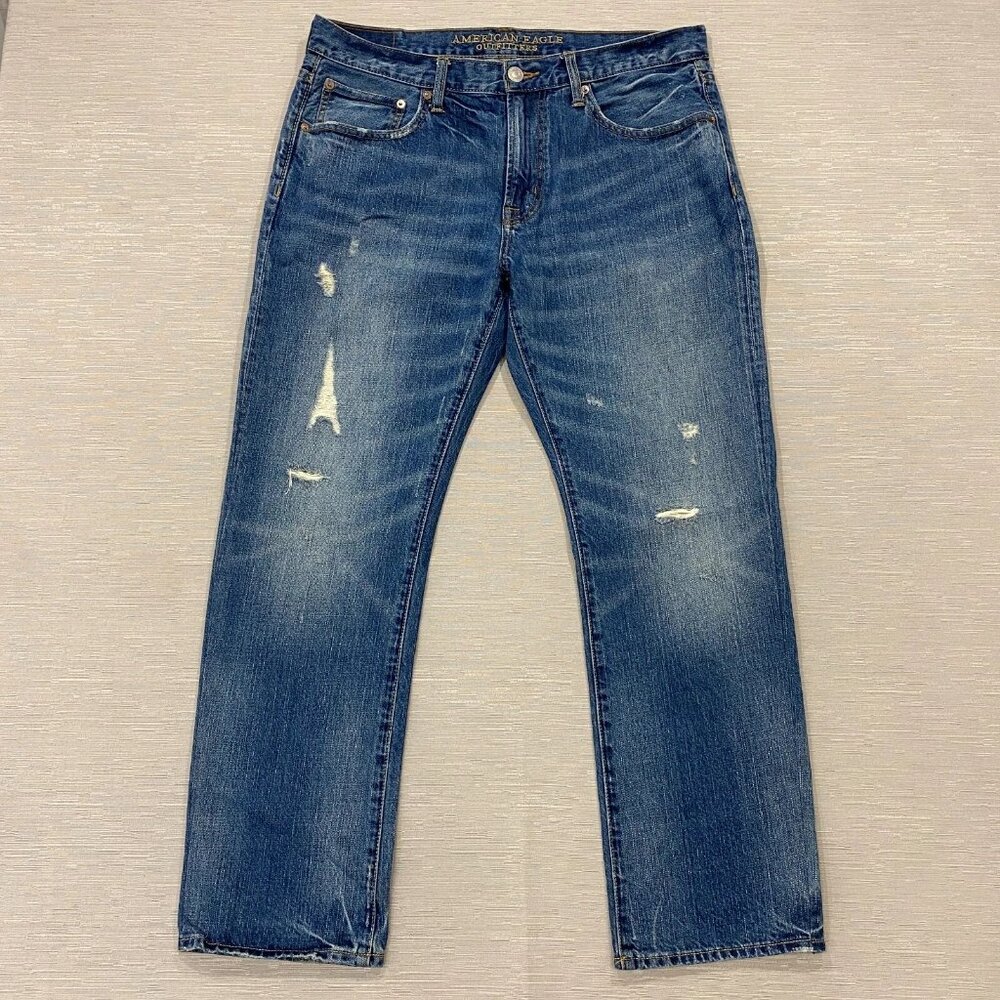 American Eagle Jeans Mens 34 x 30 Original Boot Blue 100% Cotton Denim Bootcut